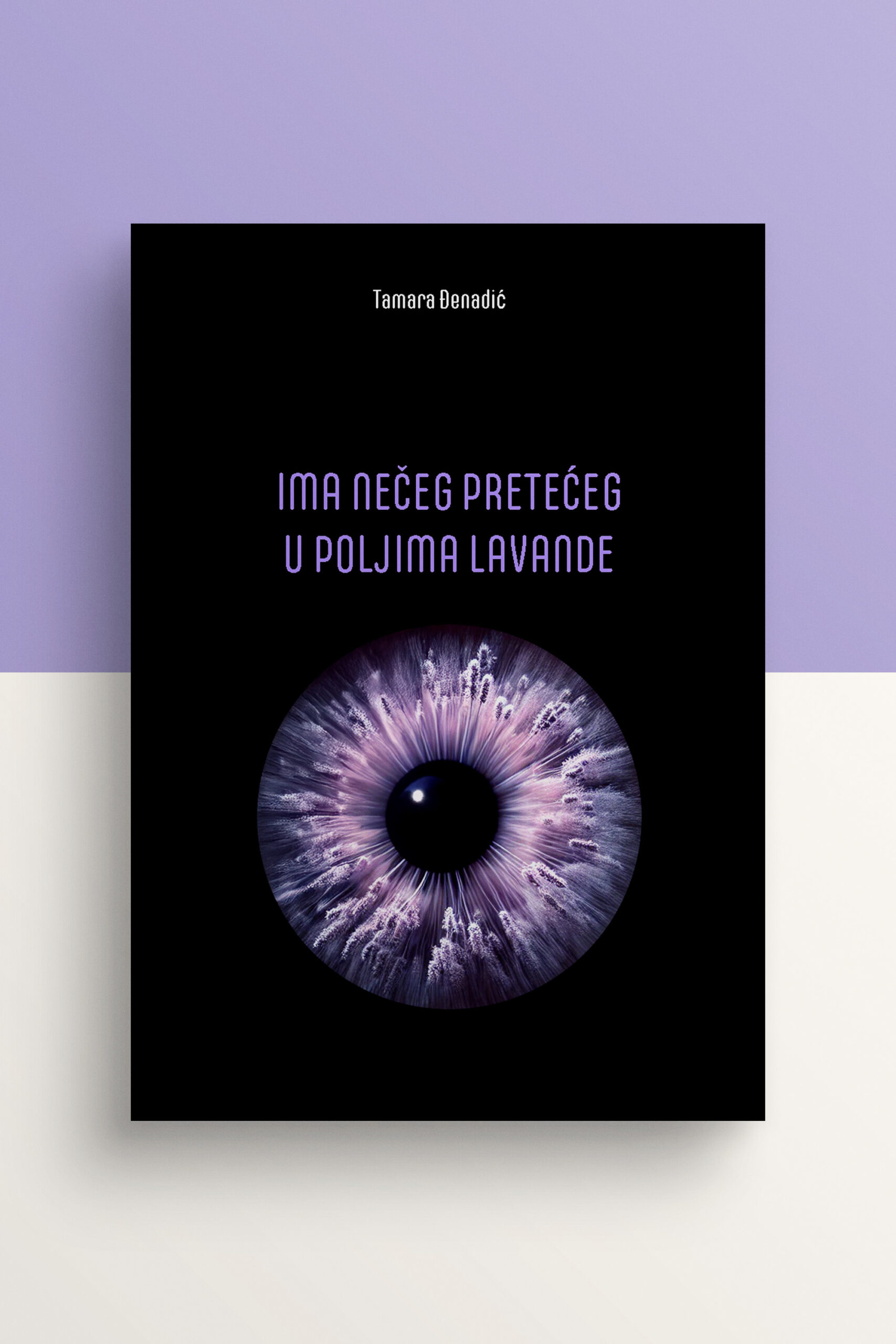 Mockup korice romana 'Ima nečeg pretećeg u poljima lavande'