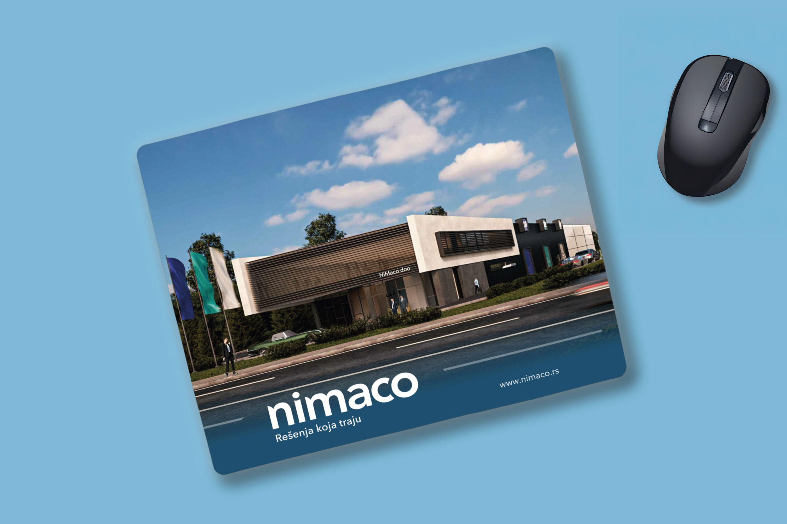 NiMaco mouse pad sa vizuelnim identitetom kompanije